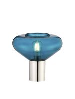Odeyscene Table Lamp With Wide Glass, 1 x E27, Polished Nickel/Teal Blue/Dark Grey Braided Cable