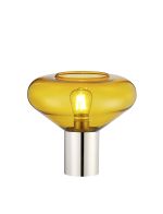 Odeyscene Table Lamp With Wide Glass, 1 x E27, Polished Nickel/Yellow/Dark Grey Braided Cable