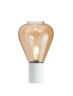 Odeyscene Table Lamp With Narrow Glass, 1 x E27, Satin White/Amber/Clear PVC Cable