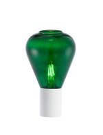 Odeyscene Table Lamp With Narrow Glass, 1 x E27, Satin White/Bottle Green/Clear PVC Cable