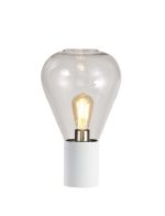 Odeyscene Table Lamp With Narrow Glass, 1 x E27, Satin White/Clear/Clear PVC Cable