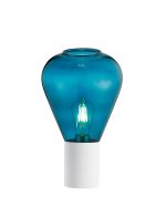 Odeyscene Table Lamp With Narrow Glass, 1 x E27, Satin White/Teal Blue/Clear PVC Cable