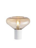 Odeyscene Table Lamp With Wide Glass, 1 x E27, Satin White/Amber/Clear PVC Cable