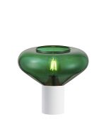 Odeyscene Table Lamp With Wide Glass, 1 x E27, Satin White/Bottle Green/Clear PVC Cable
