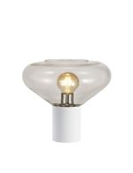 Odeyscene Table Lamp With Wide Glass, 1 x E27, Satin White/Clear/Clear PVC Cable