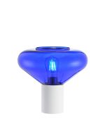 Odeyscene Table Lamp With Wide Glass, 1 x E27, Satin White/Blue Ink/Clear PVC Cable