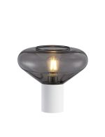 Odeyscene Table Lamp With Wide Glass, 1 x E27, Satin White/Inky Black/Clear PVC Cable