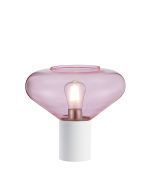 Odeyscene Table Lamp With Wide Glass, 1 x E27, Satin White/Pink/Clear PVC Cable