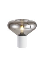 Odeyscene Table Lamp With Wide Glass, 1 x E27, Satin White/Smoke/Clear PVC Cable