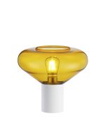 Odeyscene Table Lamp With Wide Glass, 1 x E27, Satin White/Yellow/Clear PVC Cable
