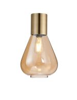 Odeyscene 23cm Ceiling Light With Narrow Glass, 1 x E27, Antique Brass/Amber