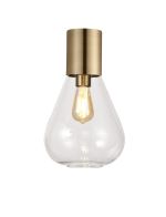 Odeyscene 23cm Ceiling Light With Narrow Glass, 1 x E27, Antique Brass/Clear
