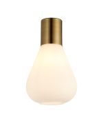 Odeyscene 23cm Ceiling Light With Narrow Glass, 1 x E27, Antique Brass/Opal