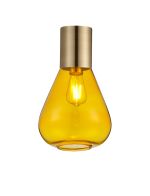 Odeyscene 23cm Ceiling Light With Narrow Glass, 1 x E27, Antique Brass/Yellow