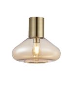 Odeyscene 31cm Ceiling Light With Wide Glass, 1 x E27, Antique Brass/Amber