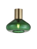 Odeyscene 31cm Ceiling Light With Wide Glass, 1 x E27, Antique Brass/Bottle Green