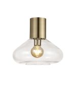 Odeyscene 31cm Ceiling Light With Wide Glass, 1 x E27, Antique Brass/Clear