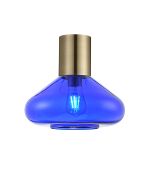 Odeyscene 31cm Ceiling Light With Wide Glass, 1 x E27, Antique Brass/Blue Ink