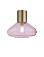 Odeyscene 31cm Ceiling Light With Wide Glass, 1 x E27, Antique Brass/Pink