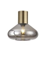 Odeyscene 31cm Ceiling Light With Wide Glass, 1 x E27, Antique Brass/Smoke