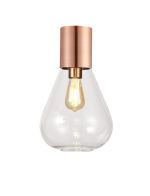 Odeyscene 23cm Ceiling Light With Narrow Glass, 1 x E27, Antique Copper/Clear