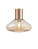 Odeyscene 31cm Ceiling Light With Wide Glass, 1 x E27, Antique Copper/Amber