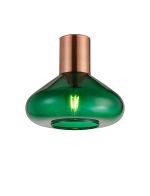 Odeyscene 31cm Ceiling Light With Wide Glass, 1 x E27, Antique Copper/Bottle Green