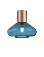 Odeyscene 31cm Ceiling Light With Wide Glass, 1 x E27, Antique Copper/Teal Blue