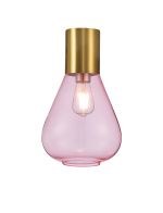 Odeyscene 23cm Ceiling Light With Narrow Glass, 1 x E27, Aged Brass/Pink