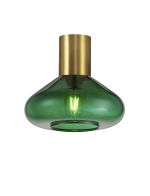 Odeyscene 31cm Ceiling Light With Wide Glass, 1 x E27, Aged Brass/Bottle Green