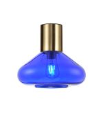 Odeyscene 31cm Ceiling Light With Wide Glass, 1 x E27, Aged Brass/Blue Ink