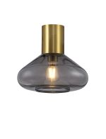 Odeyscene 31cm Ceiling Light With Wide Glass, 1 x E27, Aged Brass/Inky Black