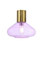Odeyscene 31cm Ceiling Light With Wide Glass, 1 x E27, Aged Brass/Lilac