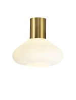 Odeyscene 31cm Ceiling Light With Wide Glass, 1 x E27, Aged Brass/Opal