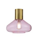 Odeyscene 31cm Ceiling Light With Wide Glass, 1 x E27, Aged Brass/Pink