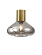 Odeyscene 31cm Ceiling Light With Wide Glass, 1 x E27, Aged Brass/Smoke