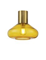 Odeyscene 31cm Ceiling Light With Wide Glass, 1 x E27, Aged Brass/Yellow