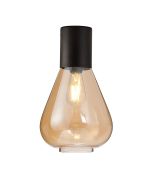 Odeyscene 23cm Ceiling Light With Narrow Glass, 1 x E27, Satin Black/Amber