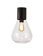 Odeyscene 23cm Ceiling Light With Narrow Glass, 1 x E27, Satin Black/Clear