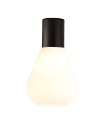 Odeyscene 23cm Ceiling Light With Narrow Glass, 1 x E27, Satin Black/Opal