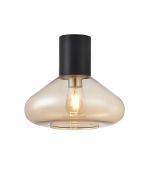 Odeyscene 31cm Ceiling Light With Wide Glass, 1 x E27, Satin Black/Amber