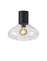 Odeyscene 31cm Ceiling Light With Wide Glass, 1 x E27, Satin Black/Clear