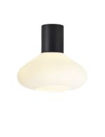 Odeyscene 31cm Ceiling Light With Wide Glass, 1 x E27, Satin Black/Opal