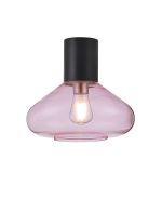 Odeyscene 31cm Ceiling Light With Wide Glass, 1 x E27, Satin Black/Pink