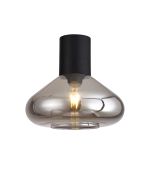 Odeyscene 31cm Ceiling Light With Wide Glass, 1 x E27, Satin Black/Smoke