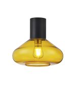 Odeyscene 31cm Ceiling Light With Wide Glass, 1 x E27, Satin Black/Yellow