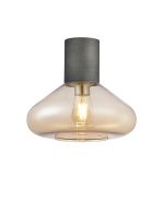 Odeyscene 31cm Ceiling Light With Wide Glass, 1 x E27, Pewter/Amber