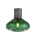 Odeyscene 31cm Ceiling Light With Wide Glass, 1 x E27, Pewter/Bottle Green