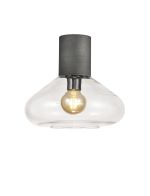 Odeyscene 31cm Ceiling Light With Wide Glass, 1 x E27, Pewter/Clear