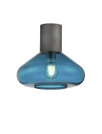 Odeyscene 31cm Ceiling Light With Wide Glass, 1 x E27, Pewter/Teal Blue
